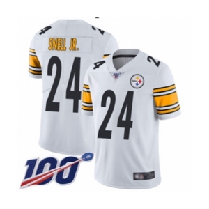 Men's Pittsburgh Steelers #24 Benny Snell Jr. White Vapor Untouchable Limited Player 100th Season Football Jersey