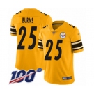 Men's Pittsburgh Steelers #25 Artie Burns Limited Gold Inverted Legend 100th Season Football Jersey