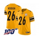 Men's Pittsburgh Steelers #26 Rod Woodson Limited Gold Inverted Legend 100th Season Football Jersey