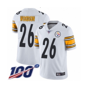 Men's Pittsburgh Steelers #26 Rod Woodson White Vapor Untouchable Limited Player 100th Season Football Jersey