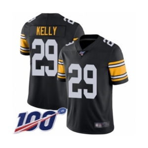 Men's Pittsburgh Steelers #29 Kam Kelly Black Alternate Vapor Untouchable Limited Player 100th Season Football Jersey