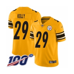 Men's Pittsburgh Steelers #29 Kam Kelly Limited Gold Inverted Legend 100th Season Football Jersey