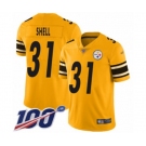 Men's Pittsburgh Steelers #31 Donnie Shell Limited Gold Inverted Legend 100th Season Football Jersey