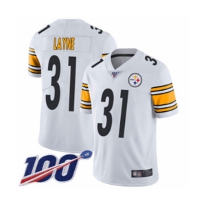 Men's Pittsburgh Steelers #31 Justin Layne White Vapor Untouchable Limited Player 100th Season Football Jersey