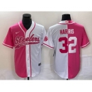 Men's Pittsburgh Steelers #32 Franco Harris Pink White Two Tone With Patch Cool Base Stitched Baseball Jersey