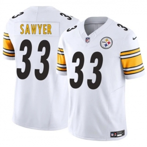 Men's Pittsburgh Steelers #33 Jack Sawyer White 2025 Draft F.U.S.E. Vapor Limited Football Stitched Jersey