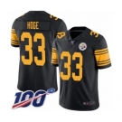 Men's Pittsburgh Steelers #33 Merril Hoge Limited Black Rush Vapor Untouchable 100th Season Football Jersey