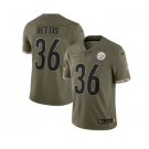 Men's Pittsburgh Steelers #36 Jerome Bettis 2022 Olive Salute To Service Limited Stitched Jersey