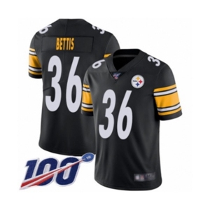 Men's Pittsburgh Steelers #36 Jerome Bettis Black Team Color Vapor Untouchable Limited Player 100th Season Football Jersey