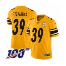 Men's Pittsburgh Steelers #39 Minkah Fitzpatrick Limited Gold Inverted Legend 100th Season Football Jersey