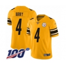 Men's Pittsburgh Steelers #4 Jordan Berry Limited Gold Inverted Legend 100th Season Football Jersey