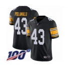 Men's Pittsburgh Steelers #43 Troy Polamalu Black Alternate Vapor Untouchable Limited Player 100th Season Football Jersey