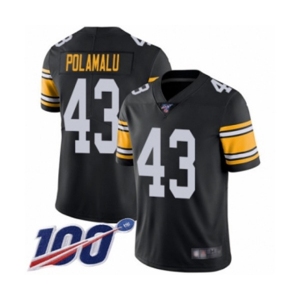 Men's Pittsburgh Steelers #43 Troy Polamalu Black Alternate Vapor Untouchable Limited Player 100th Season Football Jersey