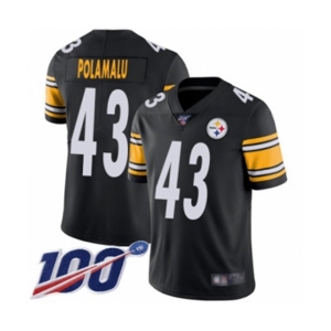 Men's Pittsburgh Steelers #43 Troy Polamalu Black Team Color Vapor Untouchable Limited Player 100th Season Football Jersey