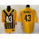 Men's Pittsburgh Steelers #43 Troy Polamalu Gold 1933 Throwback Alternate Football Stitched Jersey