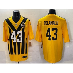 Men's Pittsburgh Steelers #43 Troy Polamalu Gold 1933 Throwback Alternate Football Stitched Jersey Men's Pittsburgh Steelers #43 Troy Polamalu Gold 1933 Throwback Alternate Football Stitched Jersey