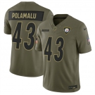 Men's Pittsburgh Steelers #43 Troy Polamalu Olive 2025 F.U.S.E. Salute to Service Limited Football Stitched Jersey