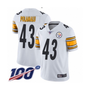 Men's Pittsburgh Steelers #43 Troy Polamalu White Vapor Untouchable Limited Player 100th Season Football Jersey