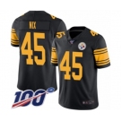 Men's Pittsburgh Steelers #45 Roosevelt Nix Limited Black Rush Vapor Untouchable 100th Season Football Jersey