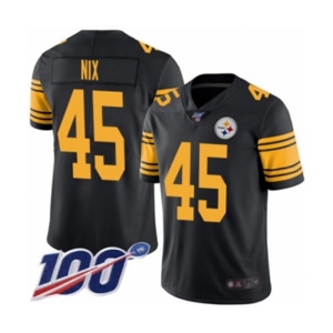 Men's Pittsburgh Steelers #45 Roosevelt Nix Limited Black Rush Vapor Untouchable 100th Season Football Jersey