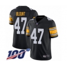 Men's Pittsburgh Steelers #47 Mel Blount Black Alternate Vapor Untouchable Limited Player 100th Season Football Jersey