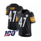 Men's Pittsburgh Steelers #47 Mel Blount Black Team Color Vapor Untouchable Limited Player 100th Season Football Jersey