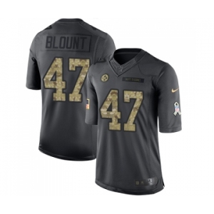 Men's Pittsburgh Steelers #47 Mel Blount Limited Black 2016 Salute to Service Football Jersey