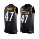 Men's Pittsburgh Steelers #47 Mel Blount Limited Black Player Name & Number Tank Top Football Jersey