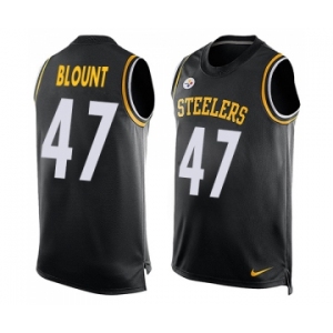 Men's Pittsburgh Steelers #47 Mel Blount Limited Black Player Name & Number Tank Top Football Jersey