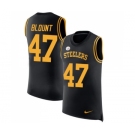 Men's Pittsburgh Steelers #47 Mel Blount Limited Black Rush Player Name & Number Tank Top Football Jersey