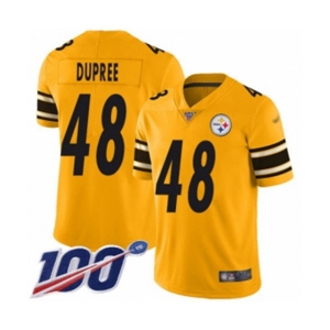 Men's Pittsburgh Steelers #48 Bud Dupree Limited Gold Inverted Legend 100th Season Football Jersey