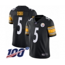 Men's Pittsburgh Steelers #5 Joshua Dobbs Black Team Color Vapor Untouchable Limited Player 100th Season Football Jersey