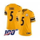 Men's Pittsburgh Steelers #5 Joshua Dobbs Limited Gold Inverted Legend 100th Season Football Jersey