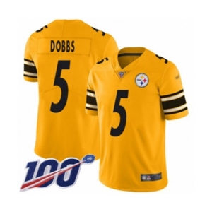 Men's Pittsburgh Steelers #5 Joshua Dobbs Limited Gold Inverted Legend 100th Season Football Jersey