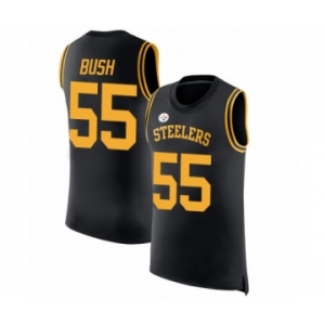 Men's Pittsburgh Steelers #55 Devin Bush Black Rush Player Name & Number Tank Top Football Jersey