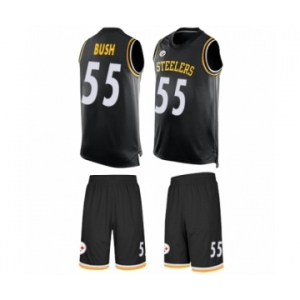 Men's Pittsburgh Steelers #55 Devin Bush Limited Black Tank Top Suit Football Jersey