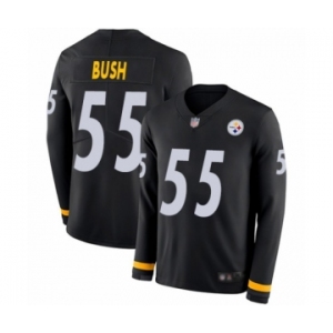 Men's Pittsburgh Steelers #55 Devin Bush Limited Black Therma Long Sleeve Football Jersey