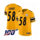 Men's Pittsburgh Steelers #58 Jack Lambert Limited Gold Inverted Legend 100th Season Football Jersey