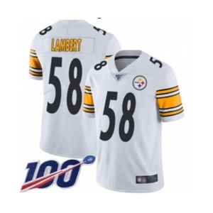 Men's Pittsburgh Steelers #58 Jack Lambert White Vapor Untouchable Limited Player 100th Season Football Jersey