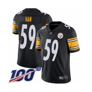 Men's Pittsburgh Steelers #59 Jack Ham Black Team Color Vapor Untouchable Limited Player 100th Season Football Jersey