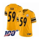 Men's Pittsburgh Steelers #59 Jack Ham Limited Gold Inverted Legend 100th Season Football Jersey