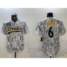 Men's Pittsburgh Steelers #6 Patrick Queen Arctic Camo 2024 Salute to Service Stitched Baseball Jersey