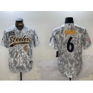 Men's Pittsburgh Steelers #6 Patrick Queen Arctic Camo 2024 Salute to Service Stitched Baseball Jerseys