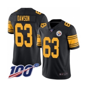 Men's Pittsburgh Steelers #63 Dermontti Dawson Limited Black Rush Vapor Untouchable 100th Season Football Jersey