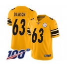 Men's Pittsburgh Steelers #63 Dermontti Dawson Limited Gold Inverted Legend 100th Season Football Jersey