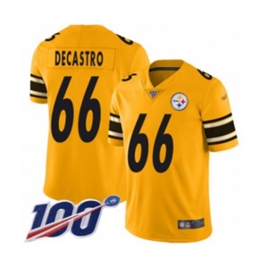 Men's Pittsburgh Steelers #66 David DeCastro Limited Gold Inverted Legend 100th Season Football Jersey