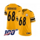 Men's Pittsburgh Steelers #68 L.C. Greenwood Limited Gold Inverted Legend 100th Season Football Jersey