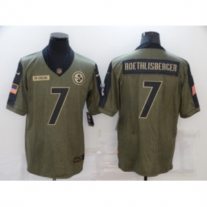 Men's Pittsburgh Steelers #7 Ben Roethlisberger Nike Olive 2021 Salute To Service Limited Player Jersey