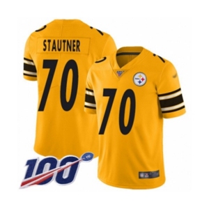 Men's Pittsburgh Steelers #70 Ernie Stautner Limited Gold Inverted Legend 100th Season Football Jersey