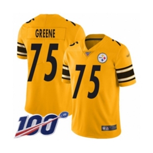 Men's Pittsburgh Steelers #75 Joe Greene Limited Gold Inverted Legend 100th Season Football Jersey